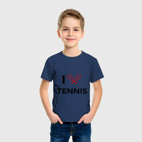 Детская футболка хлопок I Love Tennis, цвет темно-синий - фото 3