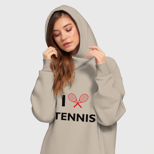 Платье-худи хлопок I Love Tennis, цвет миндальный - фото 3