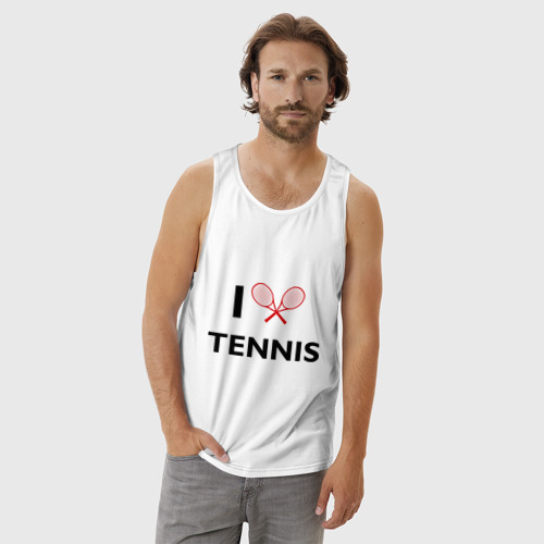 Мужская майка хлопок I Love Tennis, цвет белый - фото 3