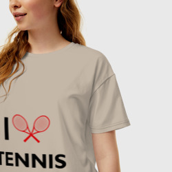 Женская футболка хлопок Oversize I Love Tennis - фото 2