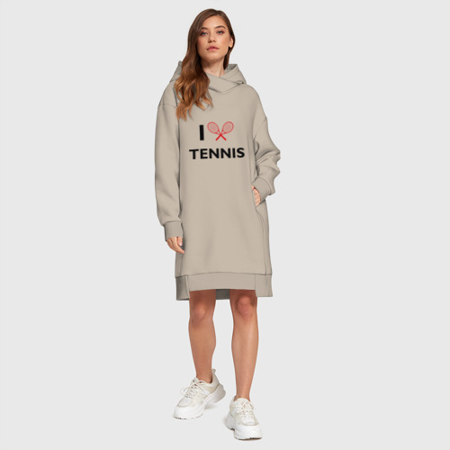 Платье-худи хлопок I Love Tennis, цвет миндальный - фото 5