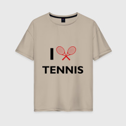 Женская футболка хлопок Oversize I Love Tennis