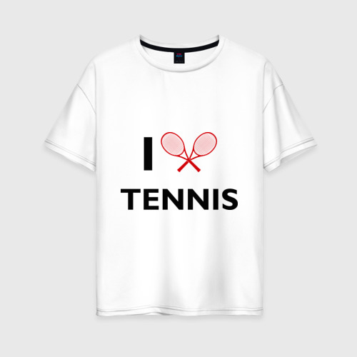Женская футболка хлопок Oversize I Love Tennis, цвет белый