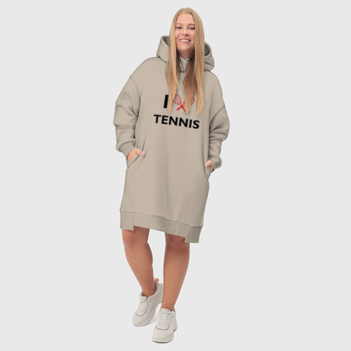 Платье-худи хлопок I Love Tennis, цвет миндальный - фото 7