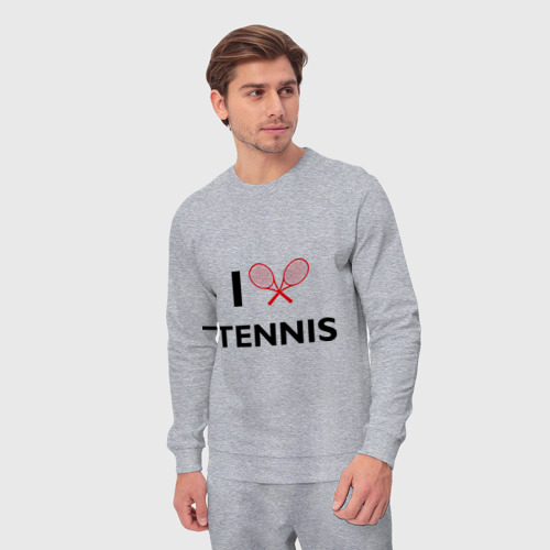 Мужской костюм хлопок I Love Tennis, цвет меланж - фото 5