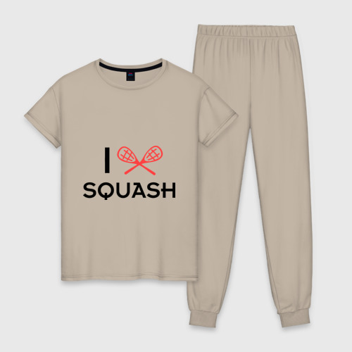 Женская пижама хлопок I love squash, цвет миндальный