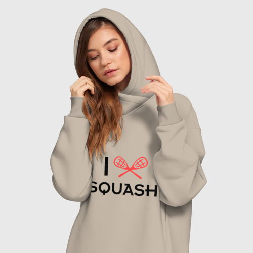 Платье-худи хлопок I love squash, цвет миндальный - фото 3