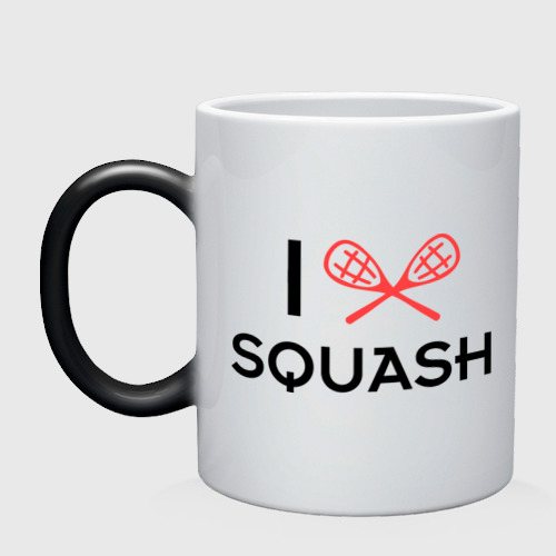 Кружка хамелеон I love squash, цвет белый + черный