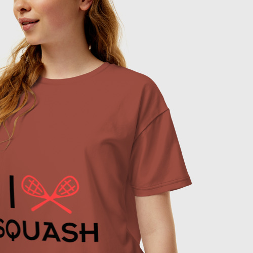 Женская футболка хлопок Oversize I love squash, цвет кирпичный - фото 3