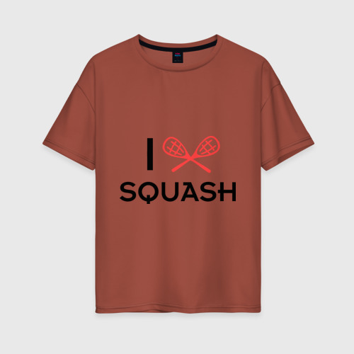 Женская футболка хлопок Oversize I love squash, цвет кирпичный