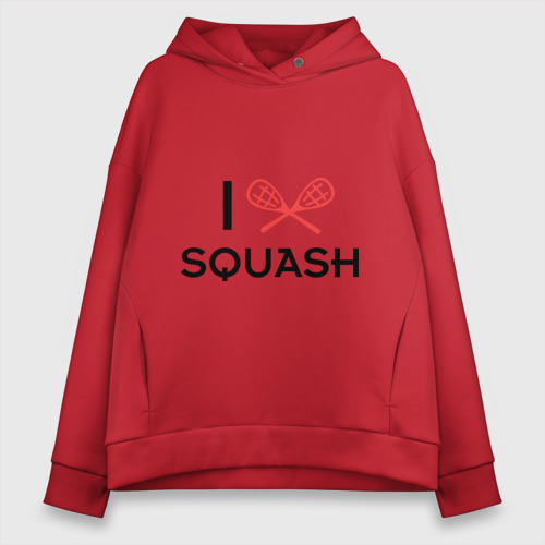Женское худи Oversize хлопок I love squash, цвет красный