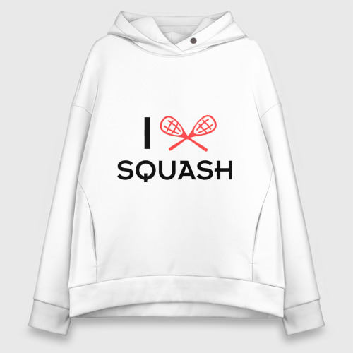 Женское худи Oversize хлопок I love squash, цвет белый