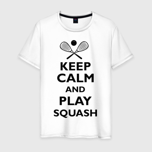 Мужская футболка хлопок Play Squash, цвет белый