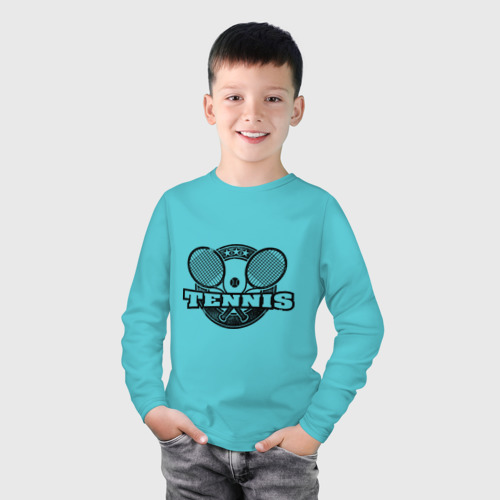 Детский лонгслив хлопок с принтом Tennis, фото на моделе #1