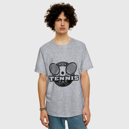 Мужская футболка хлопок Oversize Tennis, цвет меланж - фото 3