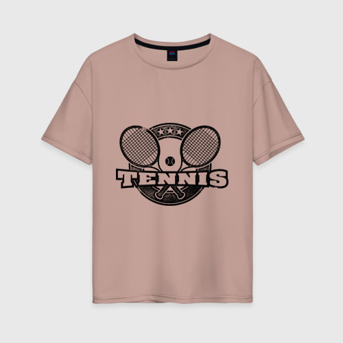 Женская футболка хлопок Oversize Tennis, цвет пыльно-розовый