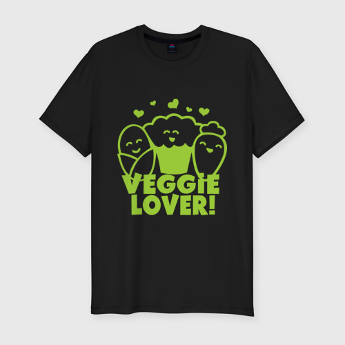 Мужская футболка хлопок Slim Veggie lover (овощелюб), цвет черный