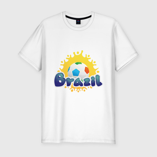 Мужская футболка хлопок Slim Brasil 2014, цвет белый