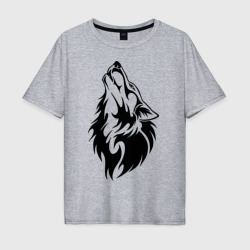 Мужская футболка хлопок Oversize Воющий волк