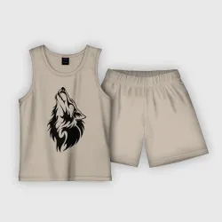 Детская пижама с шортами хлопок Воющий волк