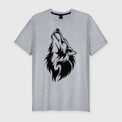Мужская футболка хлопок Slim Воющий волк