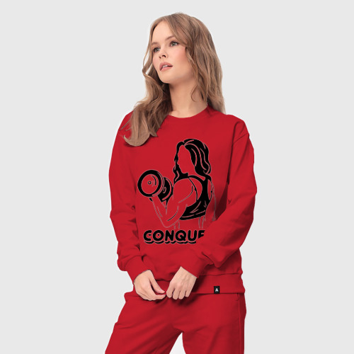 Женский костюм хлопок Conquer, цвет красный - фото 5