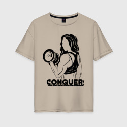 Женская футболка хлопок Oversize Conquer