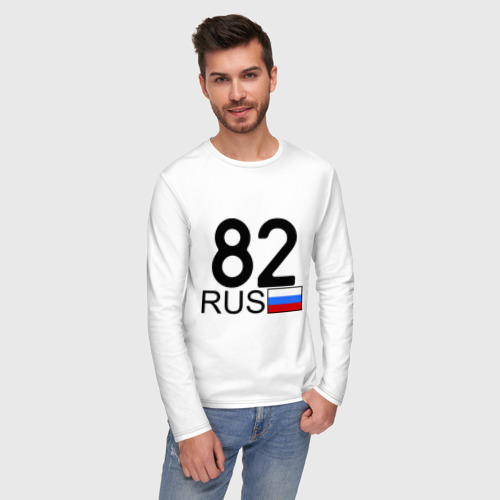 Мужской лонгслив хлопок Республика Крым - 82, цвет белый - фото 3