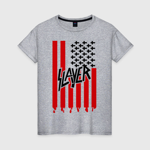 Женская футболка хлопок Slayer flag, цвет меланж