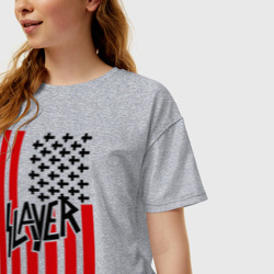 Женская футболка хлопок Oversize Slayer flag - фото 2
