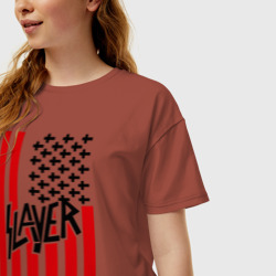 Женская футболка хлопок Oversize Slayer flag - фото 2