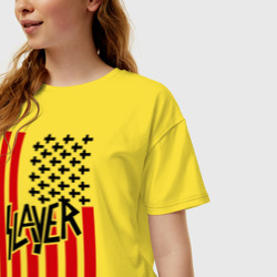 Женская футболка хлопок Oversize Slayer flag - фото 2