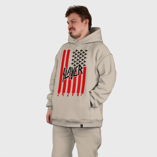 Мужской костюм oversize хлопок Slayer flag, цвет миндальный - фото 7