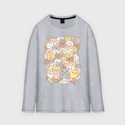 Мужской лонгслив oversize хлопок Куча котиков