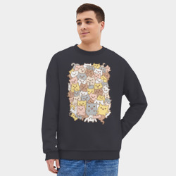 Мужской свитшот oversize без начеса хлопок Куча котиков - фото 2