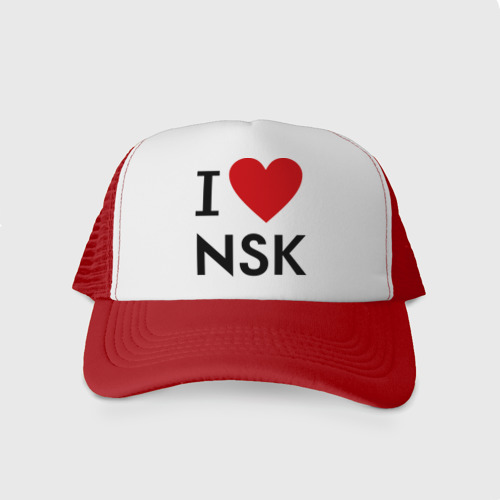 Кепка тракер с сеткой I love NSK, цвет красный