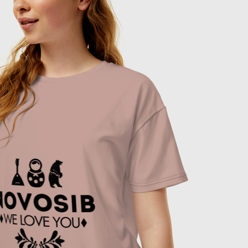 Женская футболка хлопок Oversize Novosib, цвет пыльно-розовый - фото 3