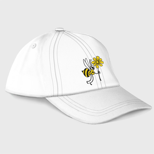 Бейсболка Пчела с цветочком, цвет белый