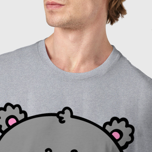 Мужская футболка хлопок Милый мишка, цвет меланж - фото 6