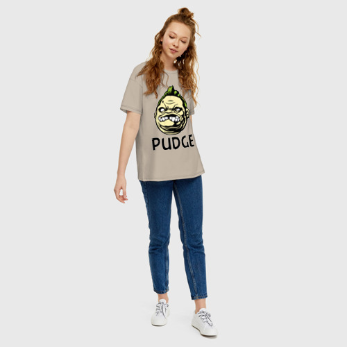 Женская футболка хлопок Oversize Pudge Пудж, цвет миндальный - фото 5
