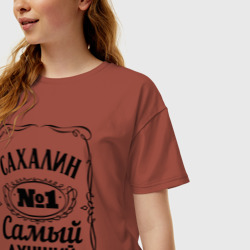Женская футболка хлопок Oversize Сахалин - фото 2