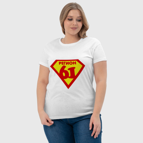 Женская футболка хлопок 61 регион, цвет белый - фото 6