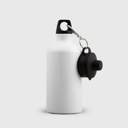 Бутылка с принтом Mini Cooper для ребенка, вид на модели сзади №2. Цвет основы: белый