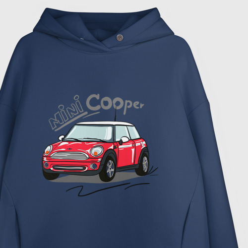 Женское худи Oversize хлопок Mini Cooper, цвет темно-синий - фото 3