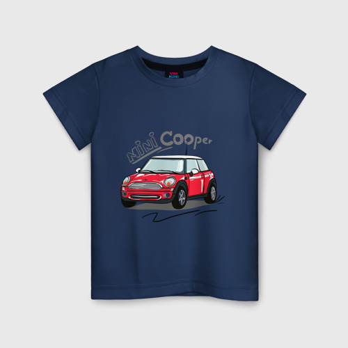 Детская футболка хлопок с принтом Mini Cooper, вид спереди #2