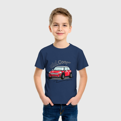 Детская футболка хлопок с принтом Mini Cooper, фото на моделе #1