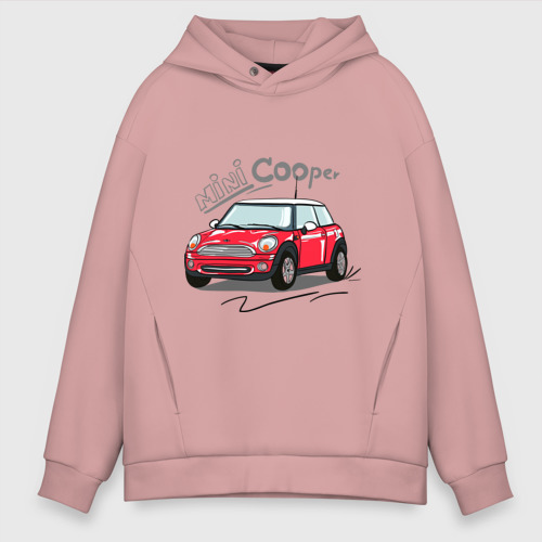 Мужское худи Oversize хлопок Mini Cooper, цвет пыльно-розовый