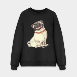 Мужской свитшот oversize без начеса хлопок Радостный мопс