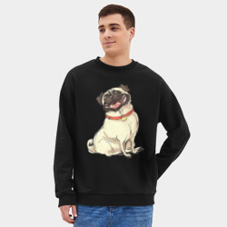 Мужской свитшот oversize без начеса хлопок Радостный мопс - фото 2