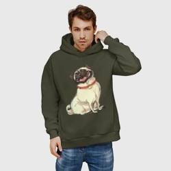 Мужское худи Oversize хлопок Радостный мопс - фото 2